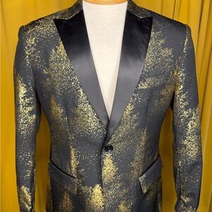OppoSuits Black Blazer with Gold Splatter Design